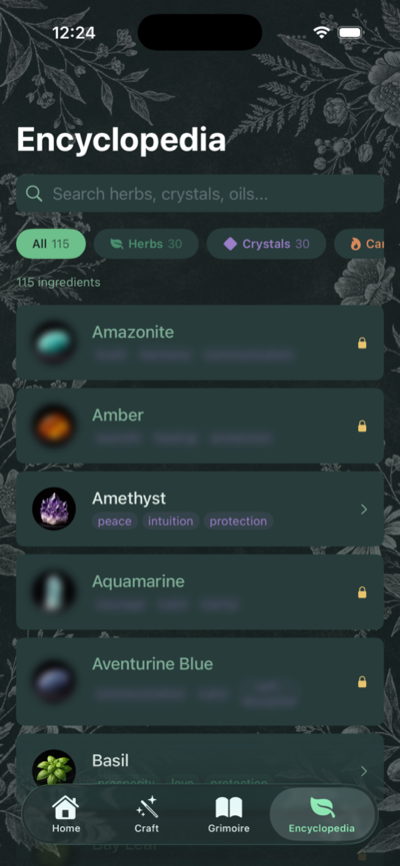 Encyclopedia of herbs, crystals, and oils